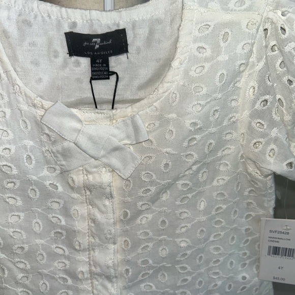 NEW 7 for all Mankind Toddler Set: Eyelet Top w/ Jean Shorts Size 4T - Picture 3 of 8